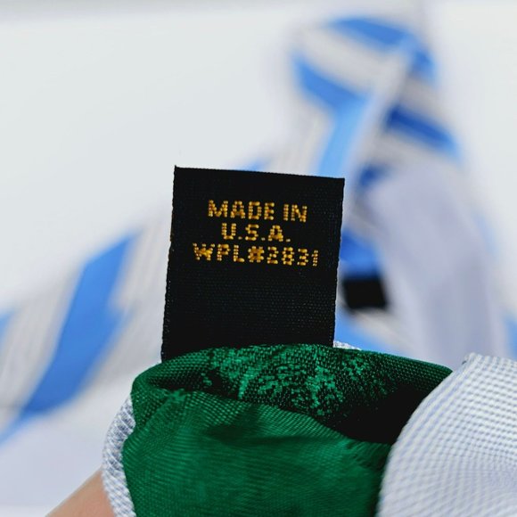 Tommy Hilfiger Tie Blue White Stripe 100% Silk USA Made Classic Work Gift Preppy - Picture 10 of 11
